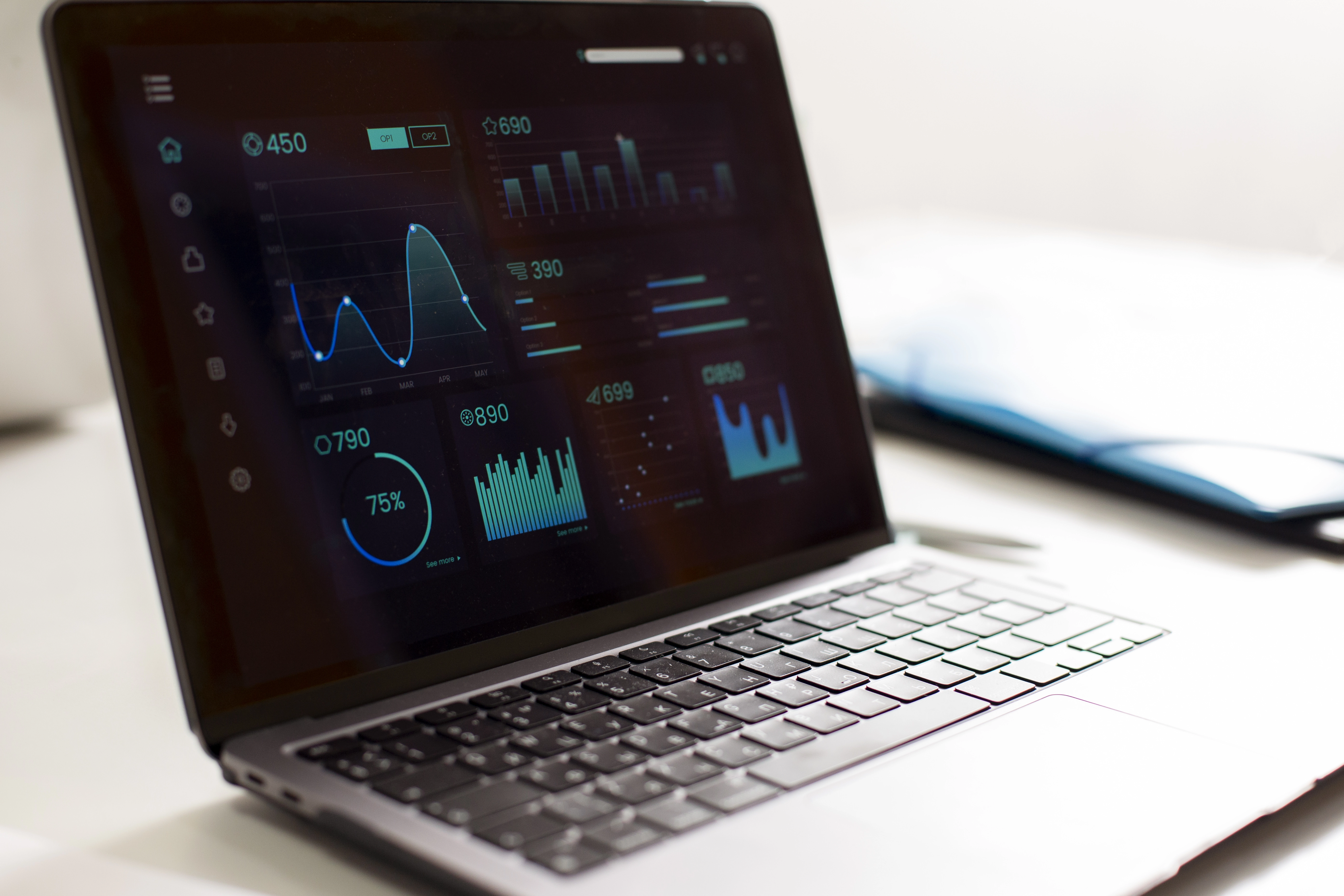Dashboard de análisis de datos con indicadores de negocio